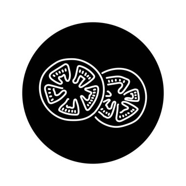 Chopped tomato color line icon. Natural vegetable. 