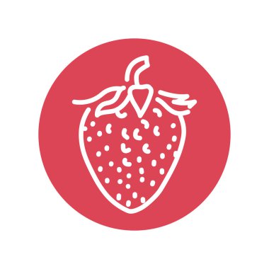 Strawberry color line icon. Organic detox food.