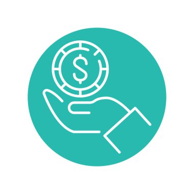 El ve dolar çizgisi ikonu. İş dünyası kitle fonlama ve finans 