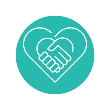 El sıkışma ve kalp çizgisi ikonu. İş dünyası kitle fonlaması