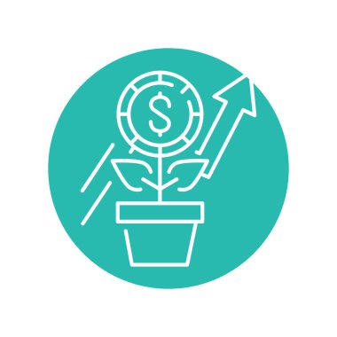 Dolar ağacı çizgisi simgesi. İş dünyası kitle fonlama ve finans 