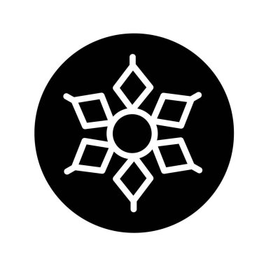 Snowflake color line icon. Geometric ornament. 