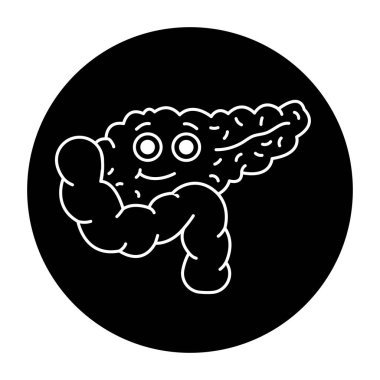 Human organ pancreas color line icon. Mascot of emotions. 