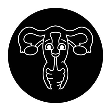 Human organ uterus color line icon. Mascot of emotions. 