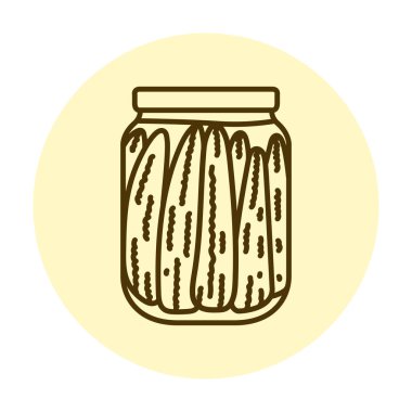 Pickled corn in a jar color line icon. 