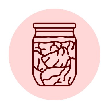 Pickled stew in a jar color line icon. 