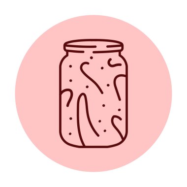 Pickled lecho sauce in a jar color line icon. 