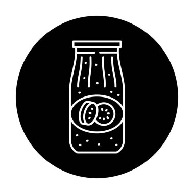 Pickled  zucchini caviar in a jar color line icon. 