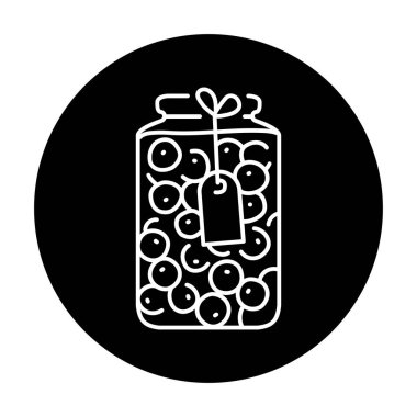 Pickled cherries in a jar color line icon. 