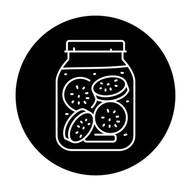 Pickled chopped zucchini in a jar color line icon. 