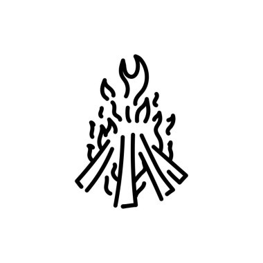 Bonfire black line icon. Natural element. 