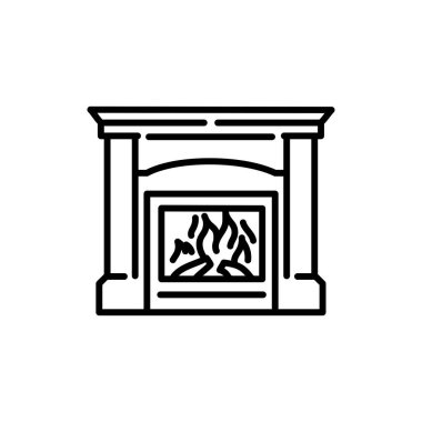 Fireplace black line icon. Pictogram for web page