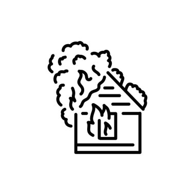 House fire black line icon. Natural element. 