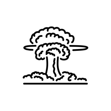 Nuclear explosion black line icon. Pictogram for web page