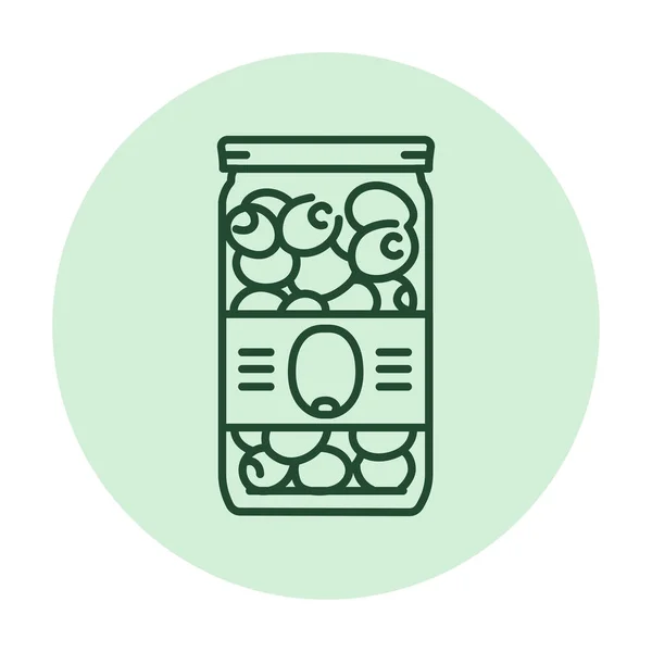 Pickled Olives Jar Color Line Icon — ストックベクタ