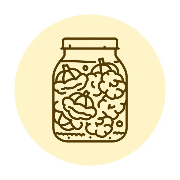 Pickled Squash Jar Color Line Icon — ストックベクタ