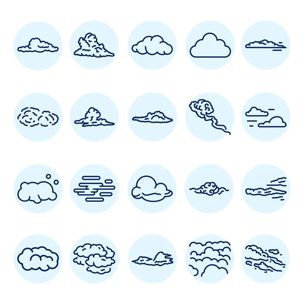 Clouds Black Line Icons Set Atmospheric Phenomenon — Stockvector