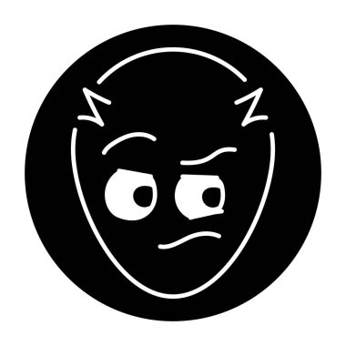 Oval blue character color line icon. Mascot of emotions. 