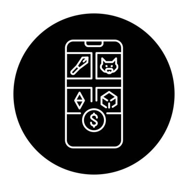 Game assets store color line icon. Blockchain technology in digital crypto art. 