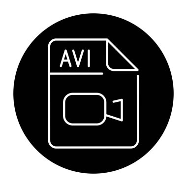 AVI file color line icon. Format and extension of documents