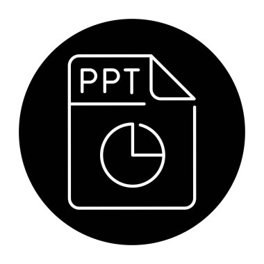 PPT file color line icon. Format and extension of documents