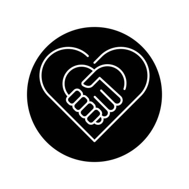 El sıkışma ve kalp çizgisi ikonu. İş dünyası kitle fonlaması