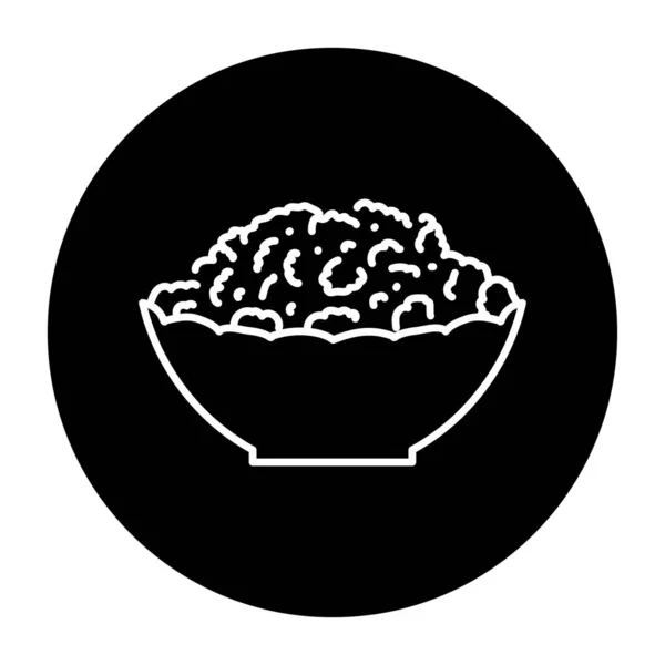 Fromage Lait Aigre Dans Une Assiette Icône Ligne Noire Produits — Image vectorielle
