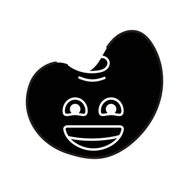 Happy green character color line icon. Mascot of emotions. 