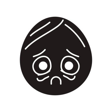 Oval blue crying character color line icon. Mascot of emotions. 