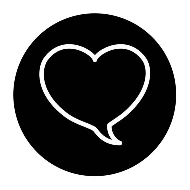 Speech bubble heart shape color line icon.  Communication cloud. 