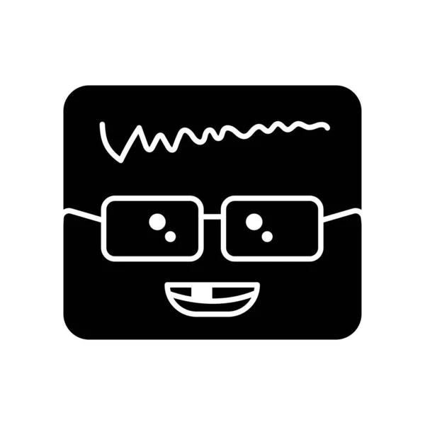 Square Intelligent Character Glasses Color Line Icon Mascot Emotions — 图库矢量图片