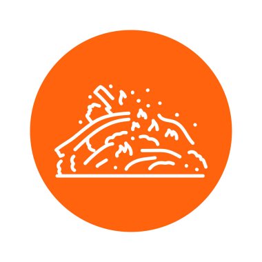 Ashes with small lights black line icon. Natural element. Pictogram for web page, mobile app, promo.