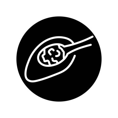 Eat avocado with a spoon color line icon. Vegetarian product. 