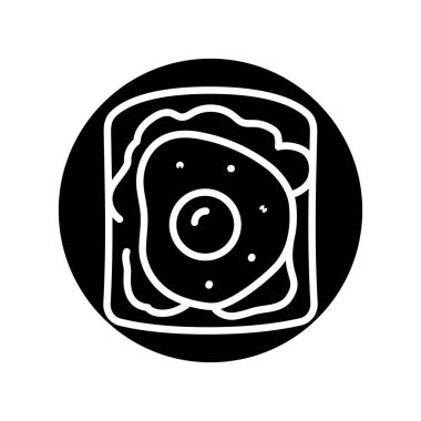 Toast with guacamole and egg color line icon. Vegetarian product. 