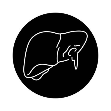 Parenchymal bleeding from liver color line icon. Injuries concept. 