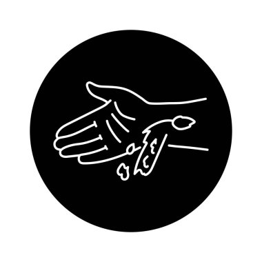 Arterial bleeding from hand color line icon. Injuries concept. 