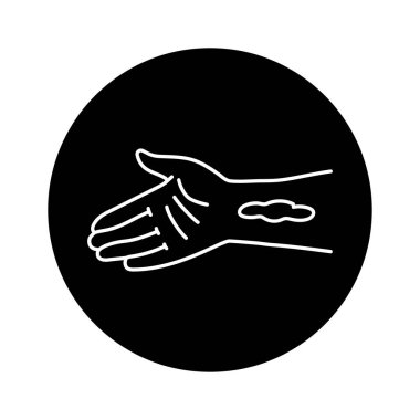 Arterial bleeding from hand color line icon. Injuries concept. 