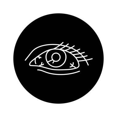 Red eye color line icon. Injuries concept. 