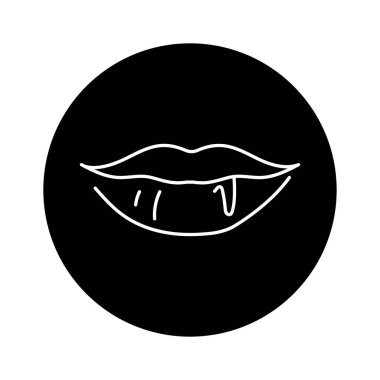 Bleeding from lips color line icon. Injuries concept. 