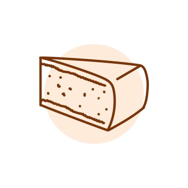 Brie cheese black line icon. Dairy product.