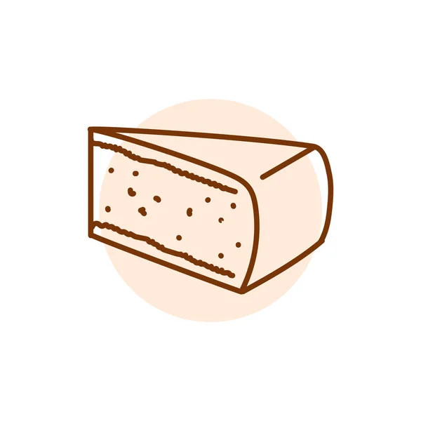 Brie Cheese Black Line Icon Dairy Product — Vetor de Stock