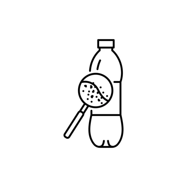 Microplastic Water Bottle Black Line Icon Ocean Pollution — Stockový vektor