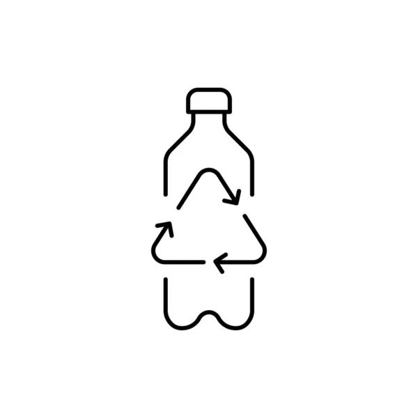 リサイクルプラスチックボトルブラックラインアイコン ウェブページのためのピクトグラム — ストックベクタ