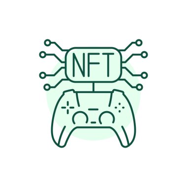 Nft gamefi color line icon. Blockchain technology in digital crypto art. 