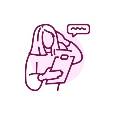 Businesswoman thinking color line icon. Female entrepreneur.