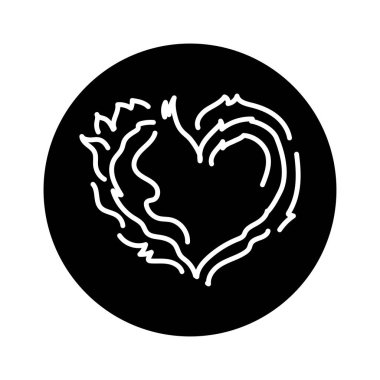 Fire heart black line icon. Pictogram for web page