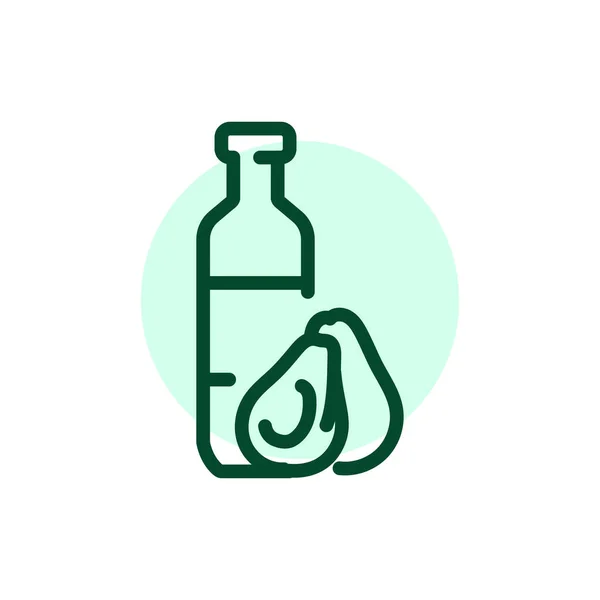 Bottle Virgin Avocado Oil Color Line Icon Vegetarian Product — Image vectorielle