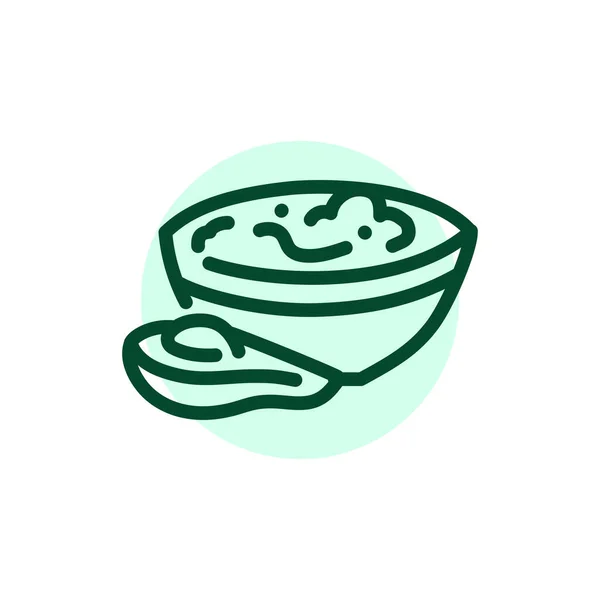 Guacamole Plate Color Line Icon Vegetarian Product — 图库矢量图片