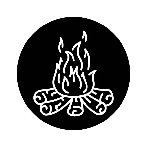 Значок Черной Линии Костра Естественный Элемент — стоковый вектор
