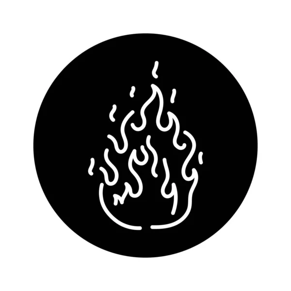 Значок Черной Линии Огня Естественный Элемент — стоковый вектор